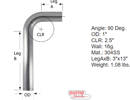 90 Degree Tubing Bends 304 L Stainless Steel