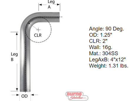 90 Degree Tubing Bends 304 L Stainless Steel