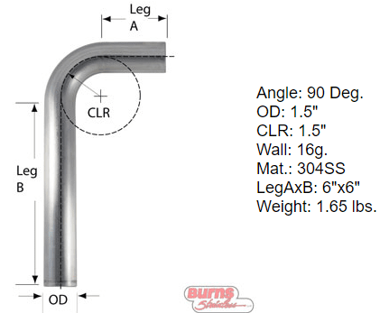 90 Degree Tubing Bends 304 L Stainless Steel