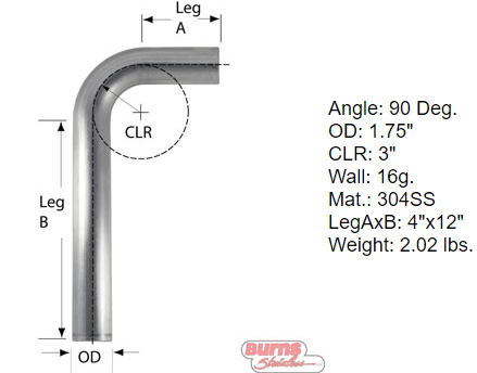 90 Degree Tubing Bends 304 L Stainless Steel