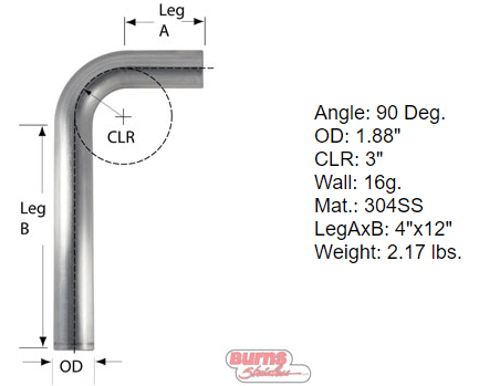 90 Degree Tubing Bends 304 L Stainless Steel