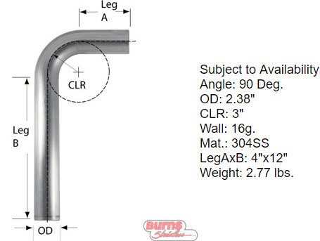 90 Degree Tubing Bends 304 L Stainless Steel