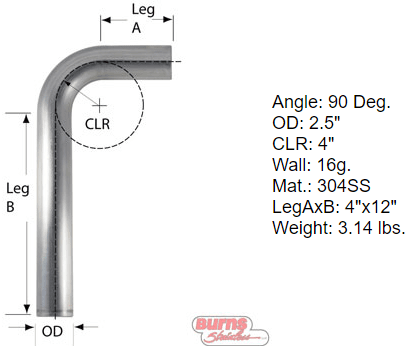 90 Degree Tubing Bends 304 L Stainless Steel