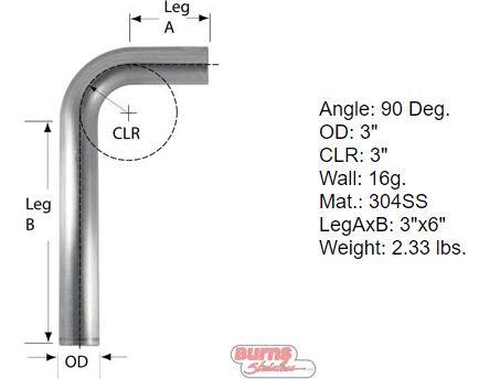 90 Degree Tubing Bends 304 L Stainless Steel