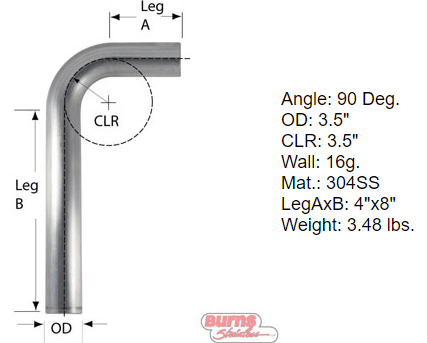 90 Degree Tubing Bends 304 L Stainless Steel