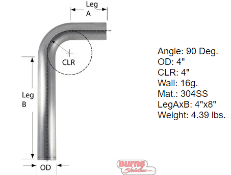 90 Degree Tubing Bends 304 L Stainless Steel