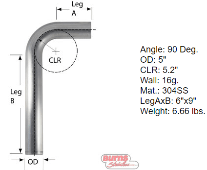 90 Degree Tubing Bends 304 L Stainless Steel